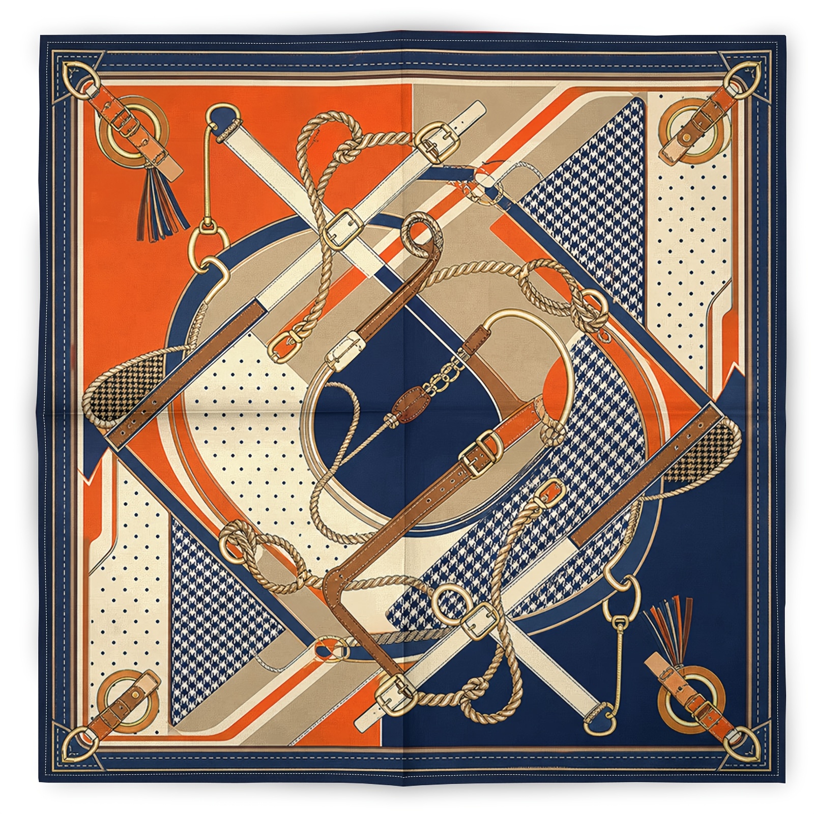 TEMU Vintage Fashion Scarf And Neck Warmer, Hip-hop Trendy Headscarf, Sports Handkerchief Square Scarf, Geometric Color-block Face Towel,