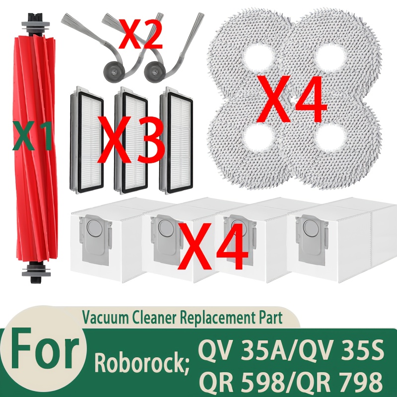 TEMU Kit de 14 accessoires de remplacement adapté pour Series QV 35A/QV 35S, QR 598/QR 798 Aspirateur Robot, comprenant une brosse principale, des