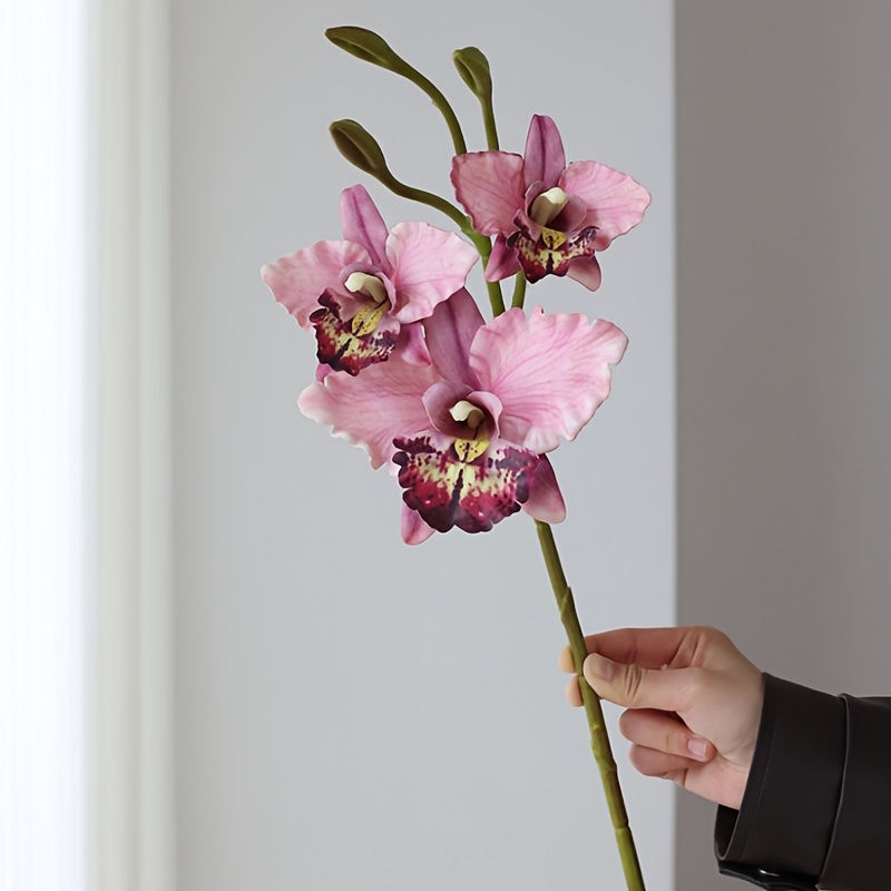 TEMU 1pc Light Luxury High-end Orchid Artificial Flower, Fake Phalaenopsis Orchid, Home Decor Orchid, Living Room Decor Orchid, Wedding Decoration,