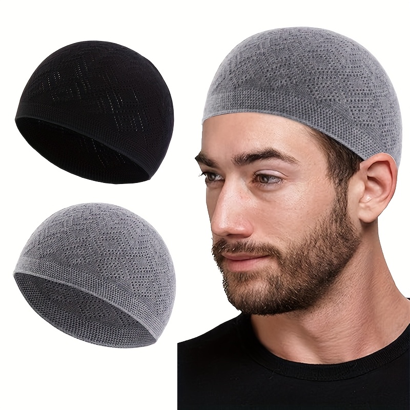 E-shop 2er Set Muslimische Kufi Mütze Hohle Atmungsaktive Perückenhaube Hui Muslimische Gebetsmütze