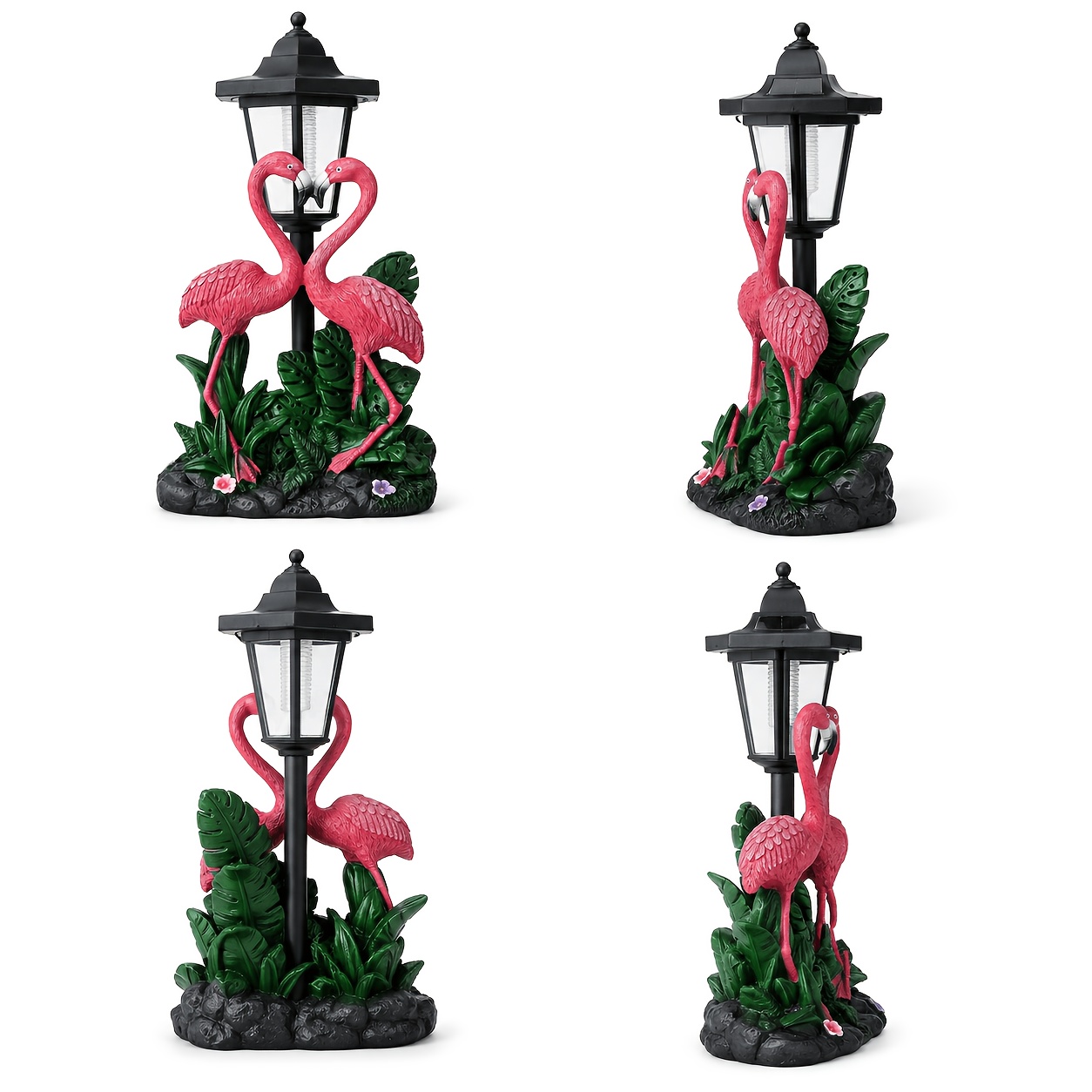 TEMU Solar Flamingo Garden Statue Light, Resin Flamingo Couple Pattern, Solar Powered Outdoor Lantern, Auto Decorative Light For Garden Yard Patio