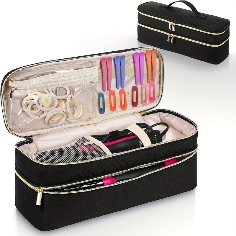 

Waterproof Polyester Hair Styling Tool Organizer, Unisex-adult Hypoallergenic Double Layer Travel Storage Bag For Blow Dryers And Curling Irons