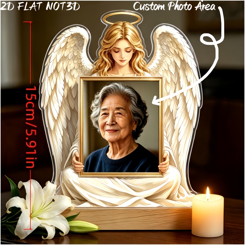TEMU 2d Flat, Personalized Photo Memorial Keepsake - Custom Name & Photo Acrylic Tabletop Display Suitable For Loss Of Gift, Sympathy Keepsake For,