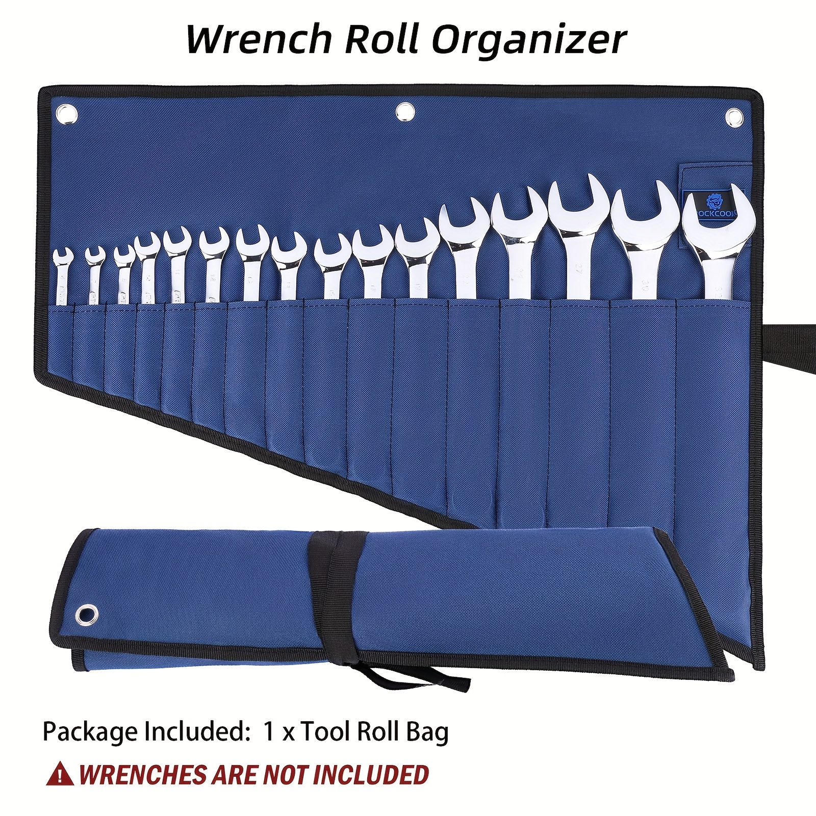 

16-pocket Waterproof Oxford Cloth Wrench Roll-up Tool Pouch - Blue Fabric Organizer With Reinforced Stitching & Mesh Bottom For , Secure Tool Organizer | Design | Oxford Cloth