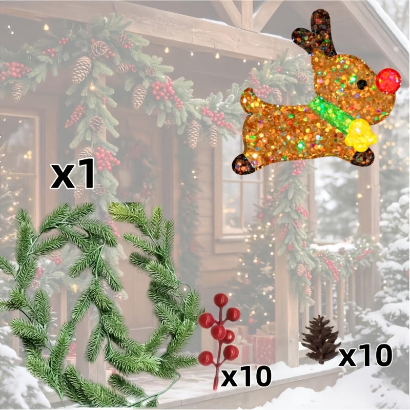 TEMU 1pc Classic Large Size Christmas Pine Branch Vine Artificial Greenery - Suitable For Indoor Or Outdoor Holiday Decor, Christmas Ornament,