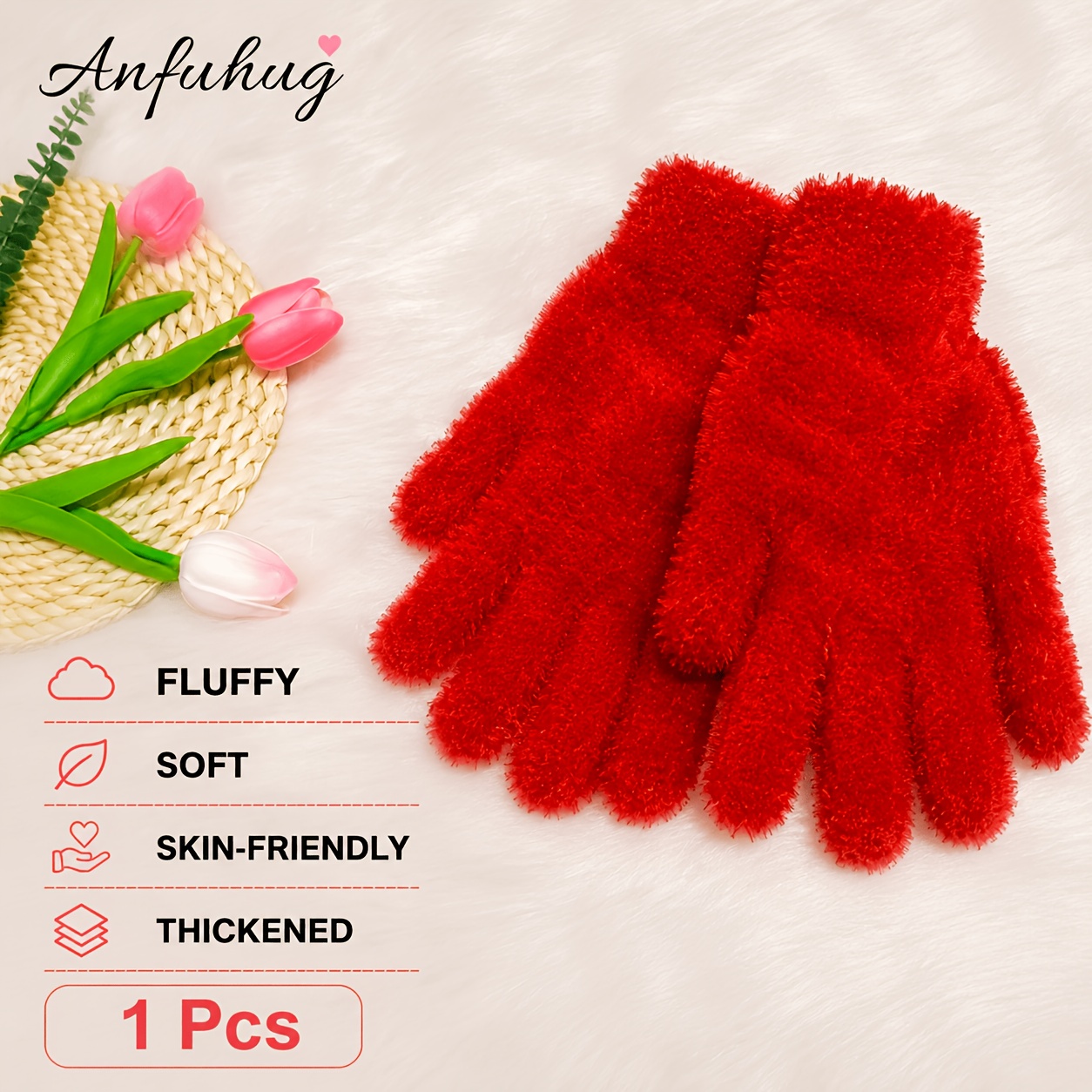 TEMU Gants d'hiver en fil de plumes duveteux, épais, chauds et doux, unisexes, taille unique, pour , les , les voyages, les activités de , cadeau de
