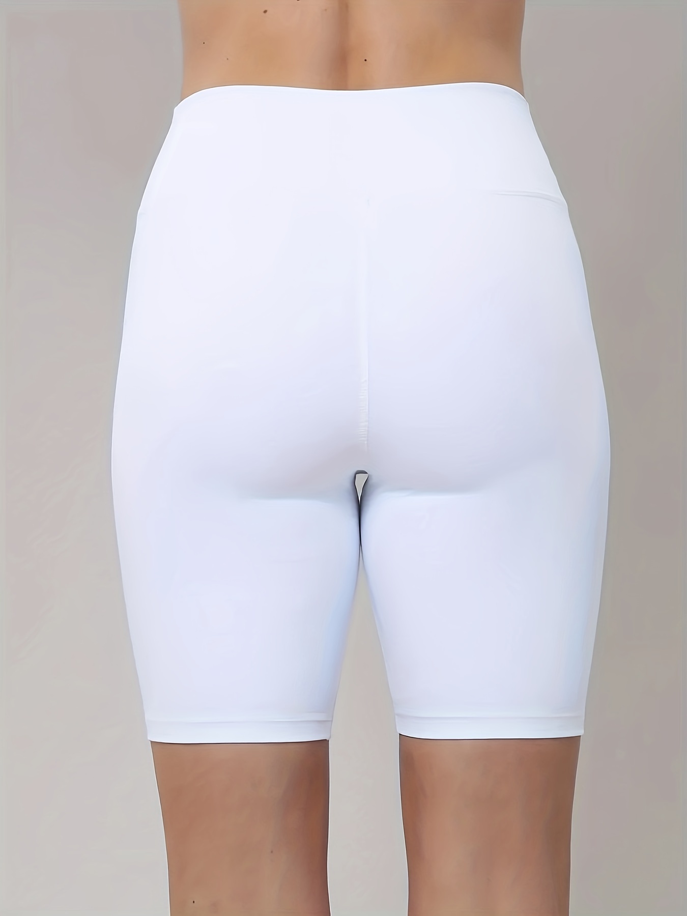 Solid Color High Waist Cropped Leggings, Versatile Skinny Stretchy Cropped Leggings For Summer, Women's Clothing