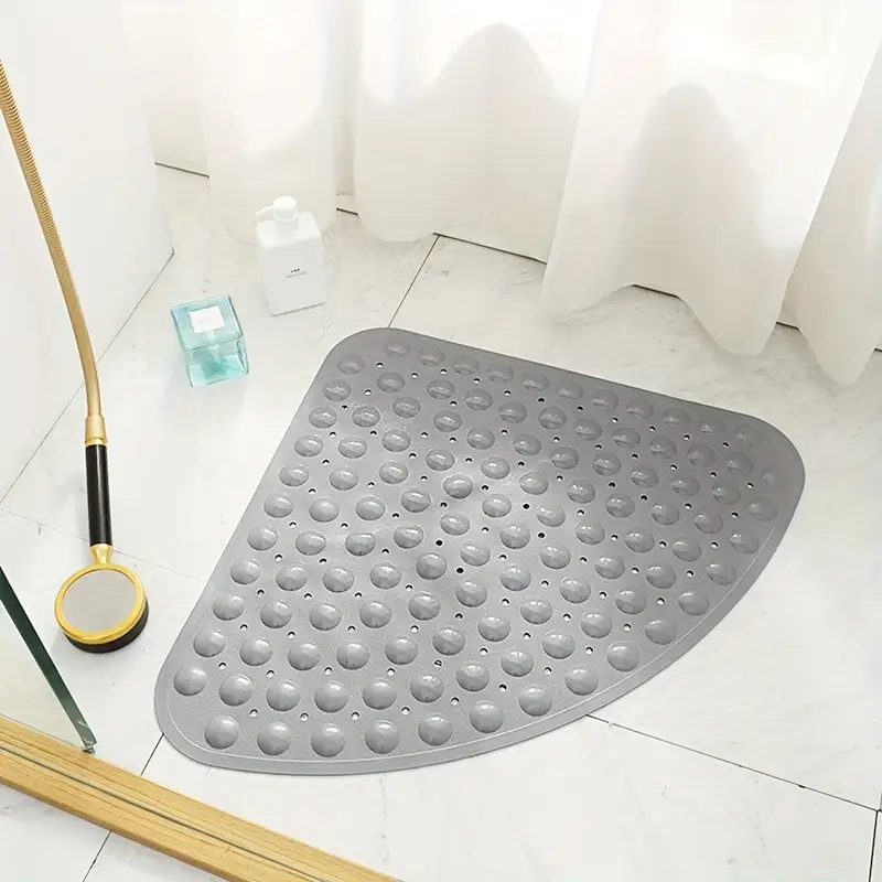 1pc fan shaped non slip mat 54x54cm with suction cups drainage holes pvc material machine washable suitable for bathroom kitchen greenhouse decoration Product details 0