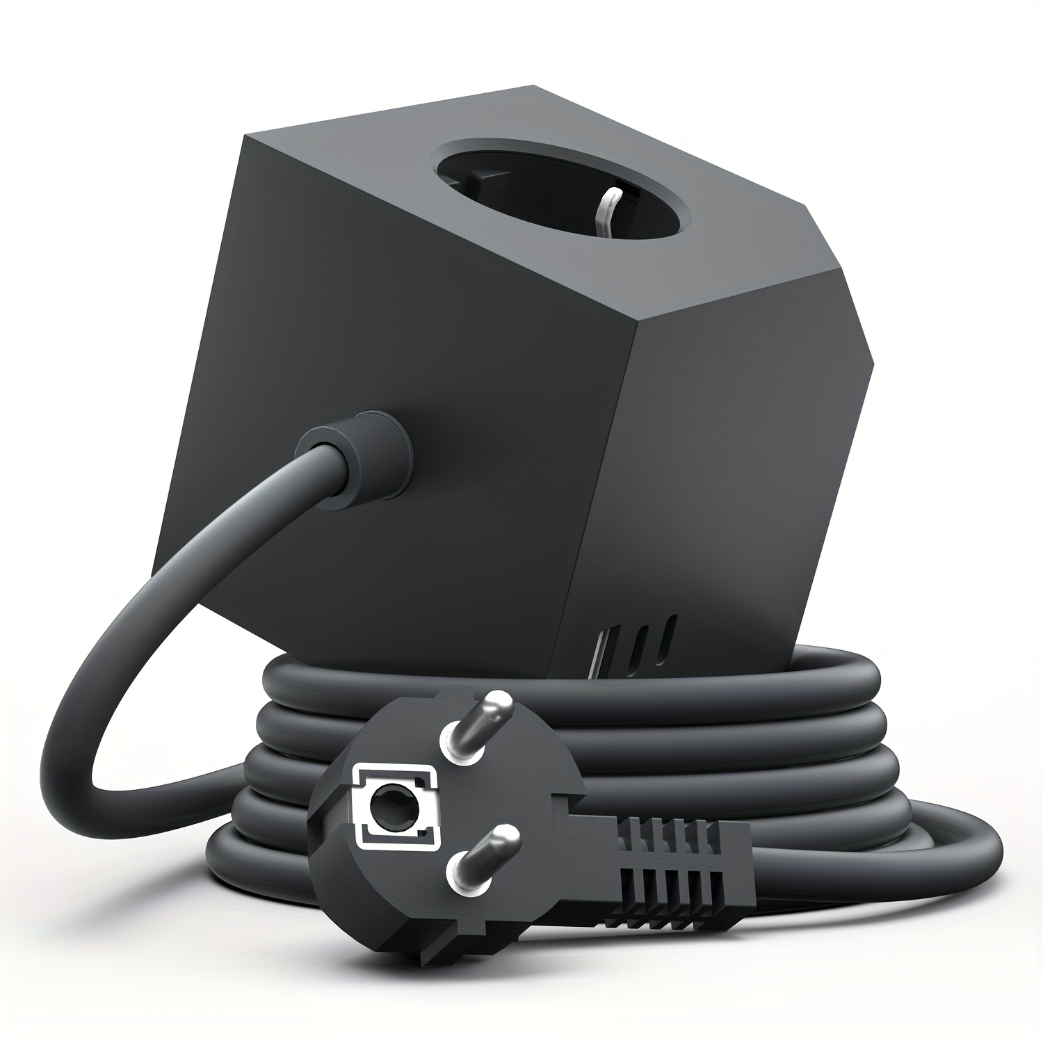 E-shop 3-Wege Mehrfachsteckdose Würfel mit USB-C | EU Stecker Steckdosenleiste mit 1,4M Verlängerungskabel, Überspannungsschutz und Magnetische