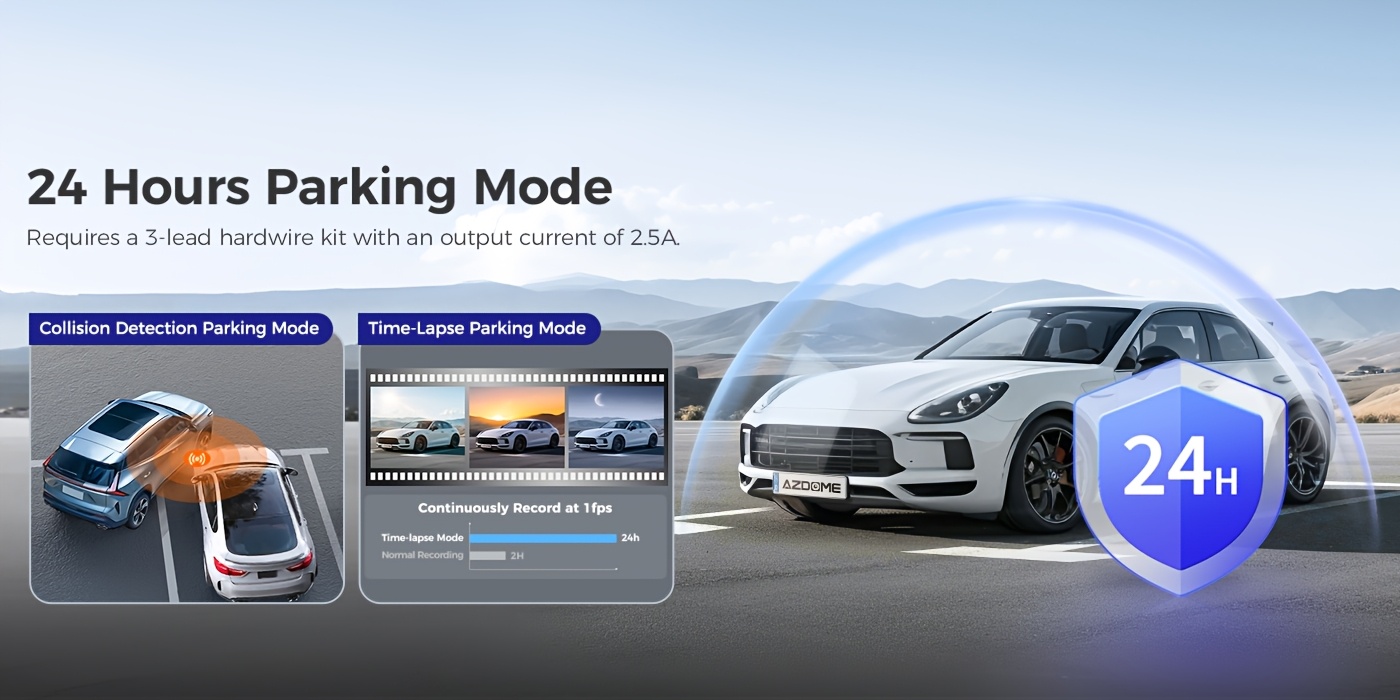 AZDOME Dash Cam, 12'' Large Screen, 1K Rear Cam, 4K+1K Resolution, Switchable Color Display UI, Loop Recording, App Control, WiFi&GPS, Powerful Night Vision, Voice Control, Free 128GB Card.