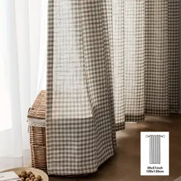 1pc blackout gingham check curtain 100 polyester rod pocket window drapes for s bedroom living room balcony modern minimalist grid design light filtering privacy home decor curtains for living room light filtering drapes contemporary curtain durable curtain fabric