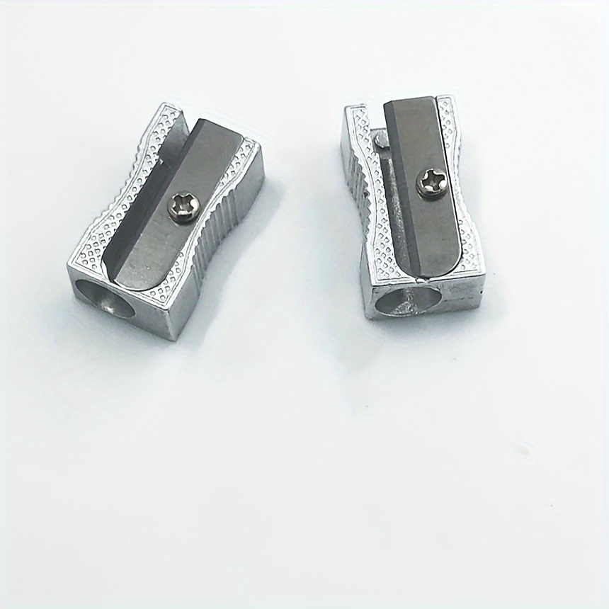 Metal Pencil Sharpener With 2 Holes, Manual Twin Metal Dual Sharpening  Blade Double Holes Rectangular Pencil Sharpener (2pcs, Silver) -z
