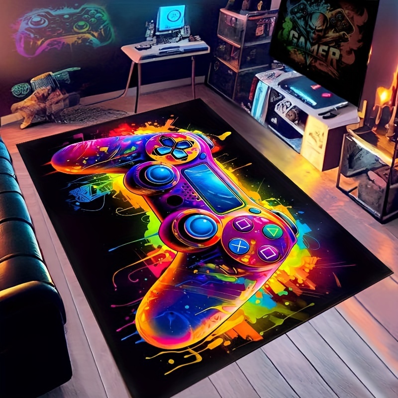 

Gaming Room Area Rug, Game Controller , Non-slip Backing, Polyester Chair Mat For Office, Living Room, Bedroom, Game Room, Study, Indoor/outdoor Entrance – Polyester Material