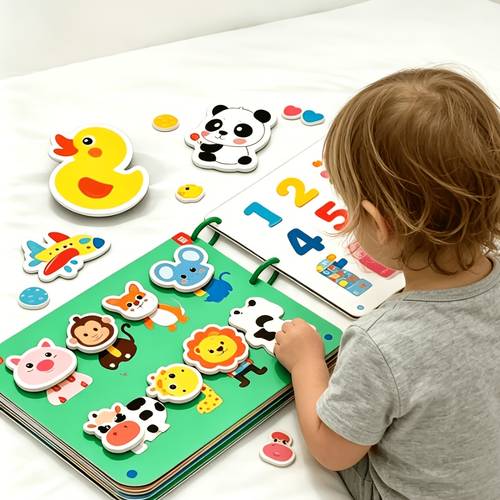 an interactive sticker book for kids that on education featuring colorful puzzle toys for learning about animals illustrations flashcards school supplies childrens day party gift and back to school gifts
