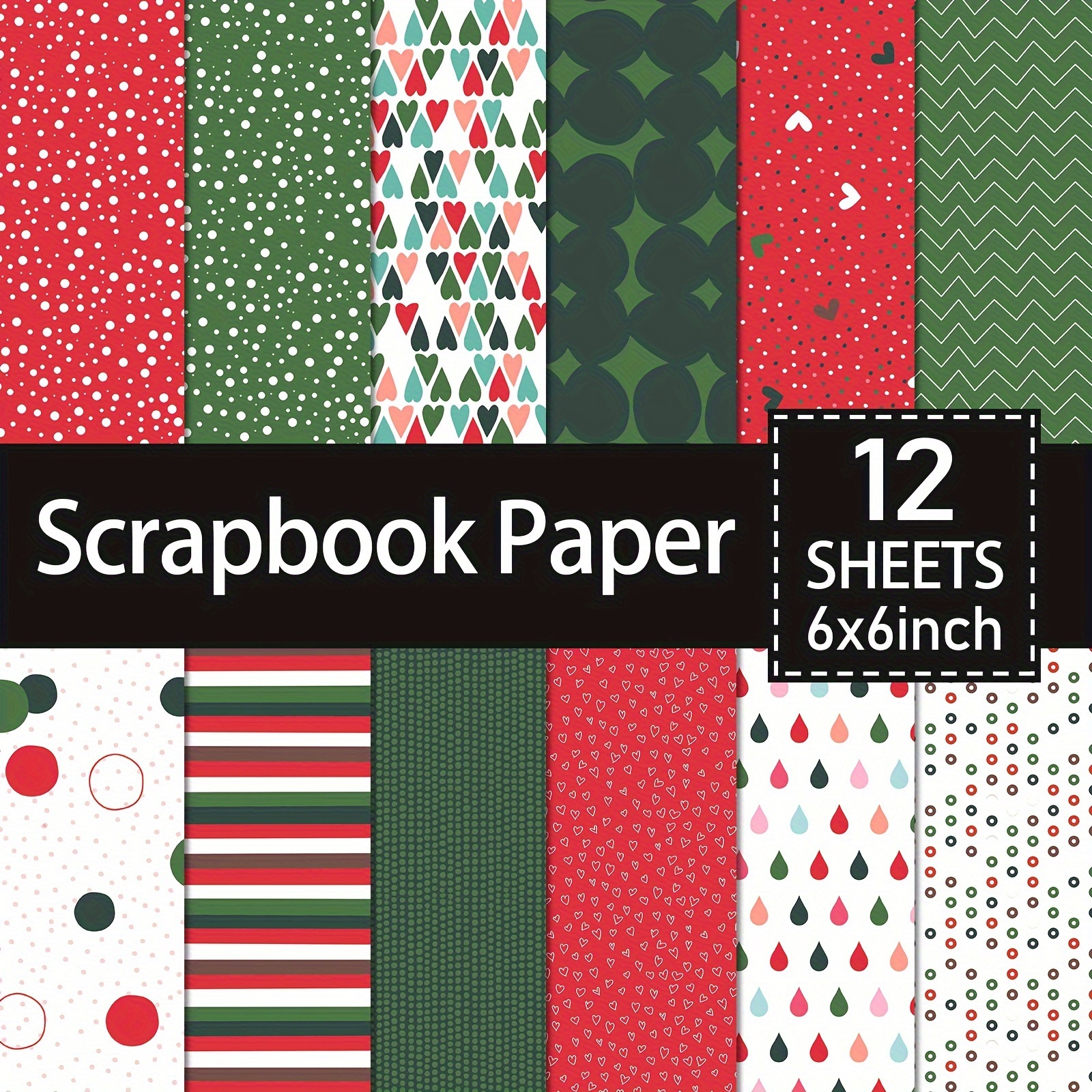 TEMU 12 Sheets Of Vintage-themed Christmas Scrapbook Paper, Measuring 6x6 Inches, Featuring Designs Like Snowmen, Bells, Elk, Candy, And For Holiday