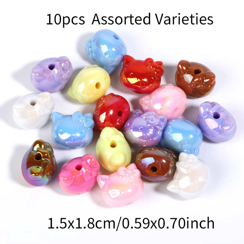 TEMU 15x18mm 10pcs Random Colors Acrylic Plated Colorful Vertical Hole Beads For Loose Bead Bracelet Necklace Earring Phone Pendant Making, Suitable