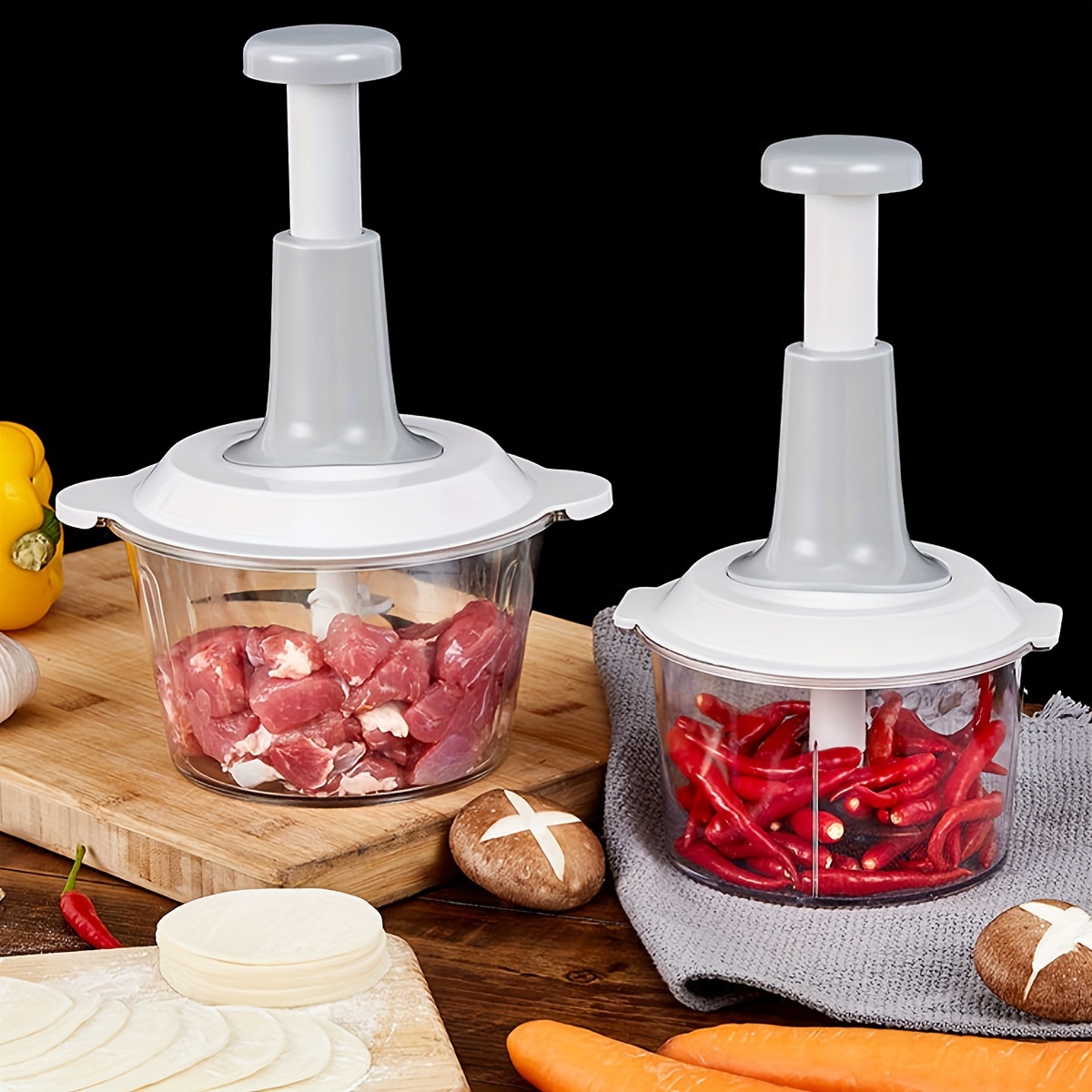 

Versatile 1.5l Manual Food Processor - Stainless Steel Vegetable Crusher, Garlic Masher & Meat Grinder - Easy Clean, Perfect For Home Kitchens & Outdoor Camping