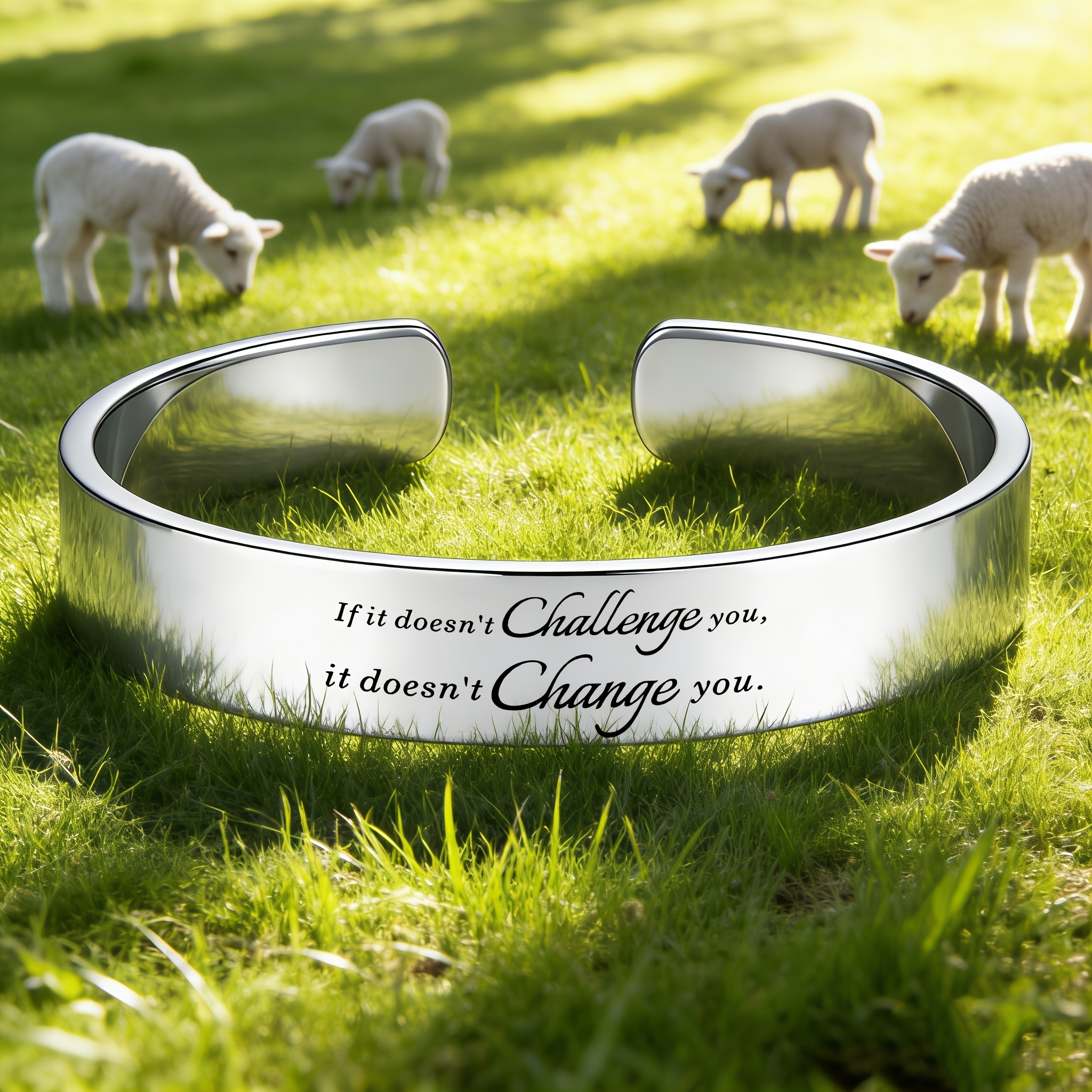 Women's Motivational 304 Stainless Steel Open Bangle, Inspirational Gift
