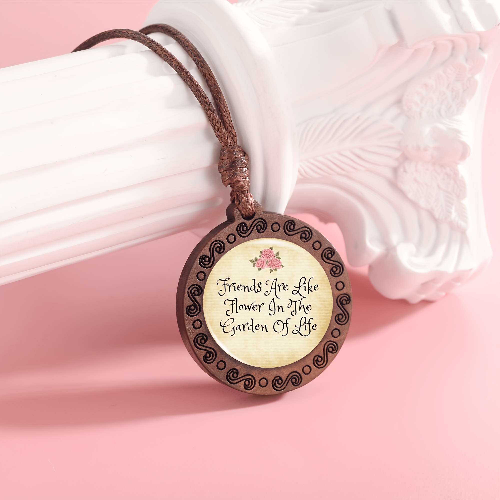 Vintage Intricately Carved Gemstone Inlaid Necklace