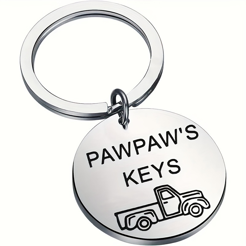 

Stainless Steel Alphabet Keychain For Grandfather - Round Truck Engraved Key Ring, Decorative Key Holder, Single Piece, Ideal Thanksgiving Gift For New Grandfathers With Ring Buckle - Ladies Key Ring