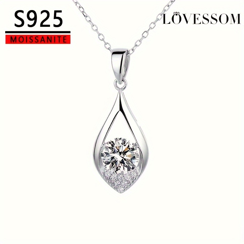 

Collier Pendentif Moissanite en Argent Sterling 925 Élégant - Chaîne de Clavicule pour Hommes et Femmes, Idéal pour Couples, Amis, Anniversaire, Saint-Valentin, Halloween, Noël, Cadeau du An