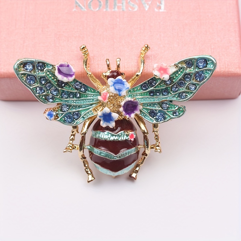 

Vintage Style Bee Brooch With Rhinestone Embellishments And Irregular Shape - Elegant Designer-inspired Lapel Pin For Scarf And Fashion Accessories