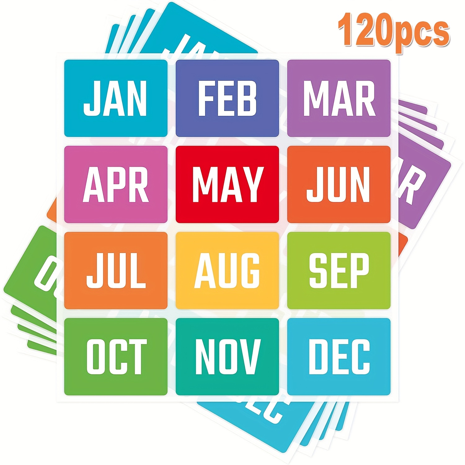 TEMU 120pcs Self-adhesive Monthly Tab Stickers Suitable For Planners, Color-coded Jan-dec Calendar Labels With Glitter Suitable For File Organizers,