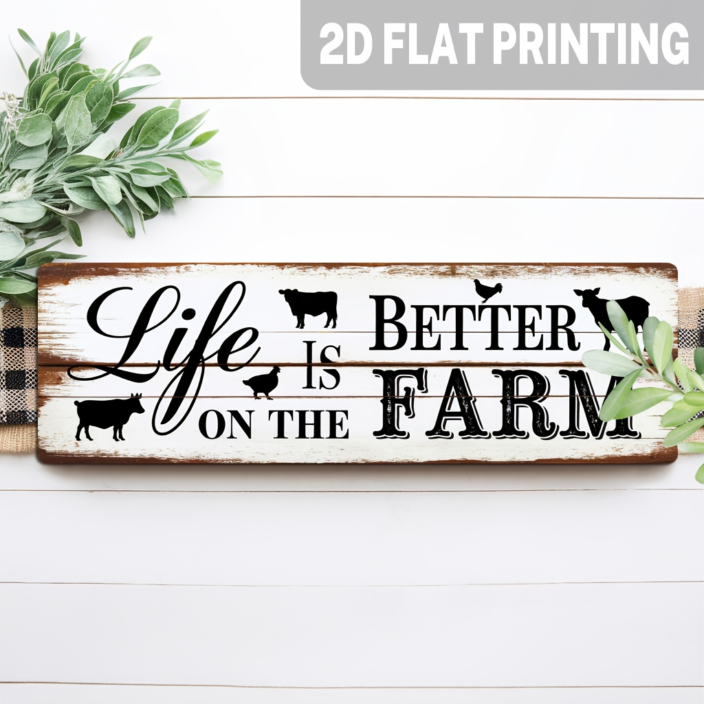 TEMU 2d Flat, 1pc, Rustic Better Wooden Sign, Farmhouse Style Wall Decoration For Kitchen, Entryway, Living Room, Bedroom, Farmhouse Decorative Sign,
