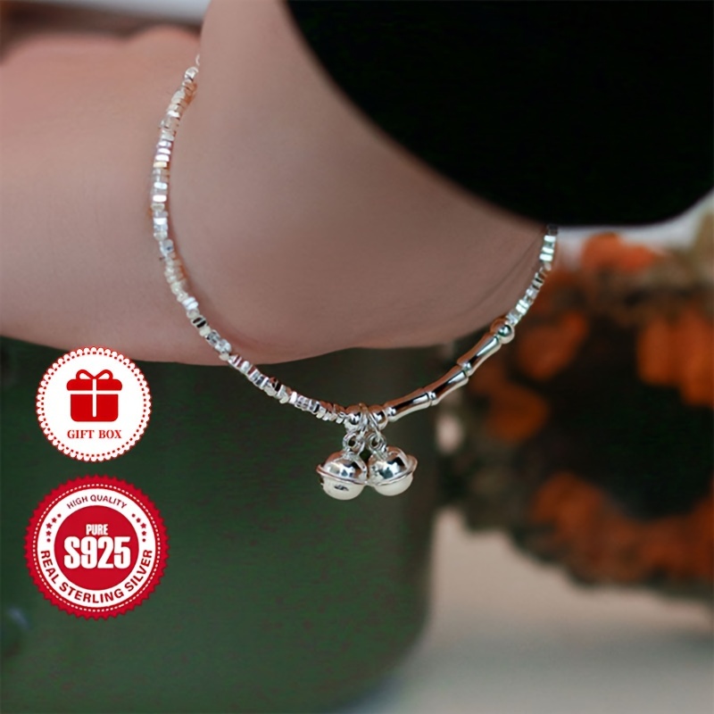 925 Silver Bracelet Vintage Bell Bead Stackable Jewelry