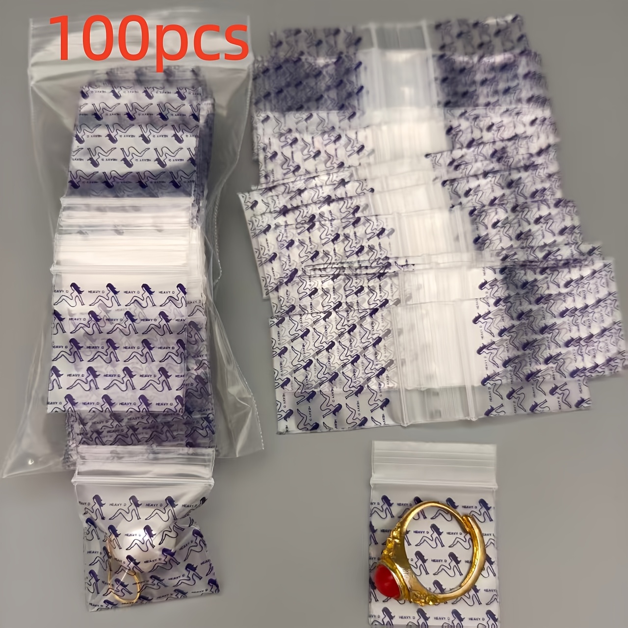 TEMU 100pcs Of Mini Self-sealing Plastic Bags, Reusable Packaging Bags With Lady Purple Pattern,, Moisture-proof And Dust-proof. Transparent Sealed