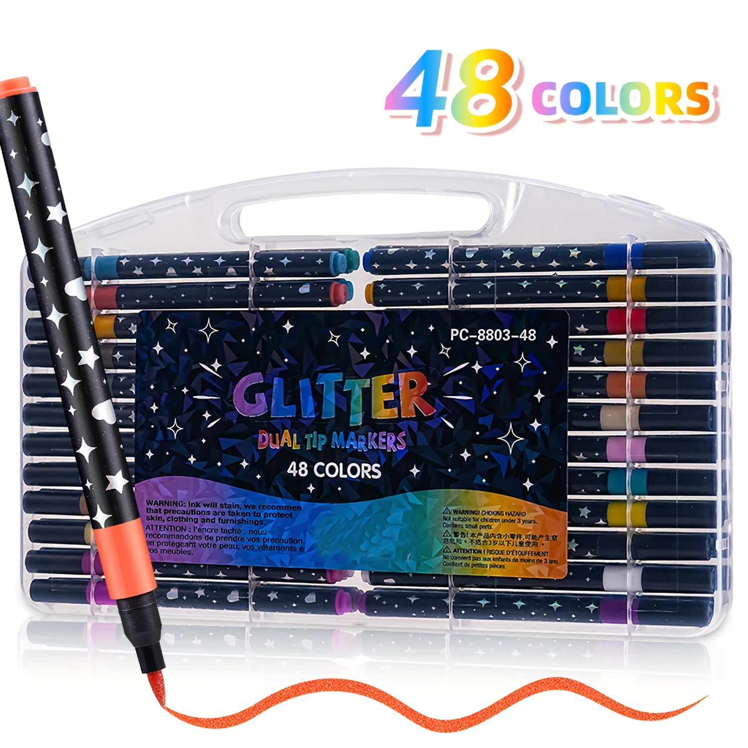 48/36/24/12 färger glittermarkörer, vattenbaserade bläckglitterpennor, metalliska glitterpennor, lämpliga för graffitiskrivning, glitterkonst hantverk, journaling, gåvor, modeaccessoarer, professionella kontorskonstmaterial | Spara Pengar På Temu | Temu