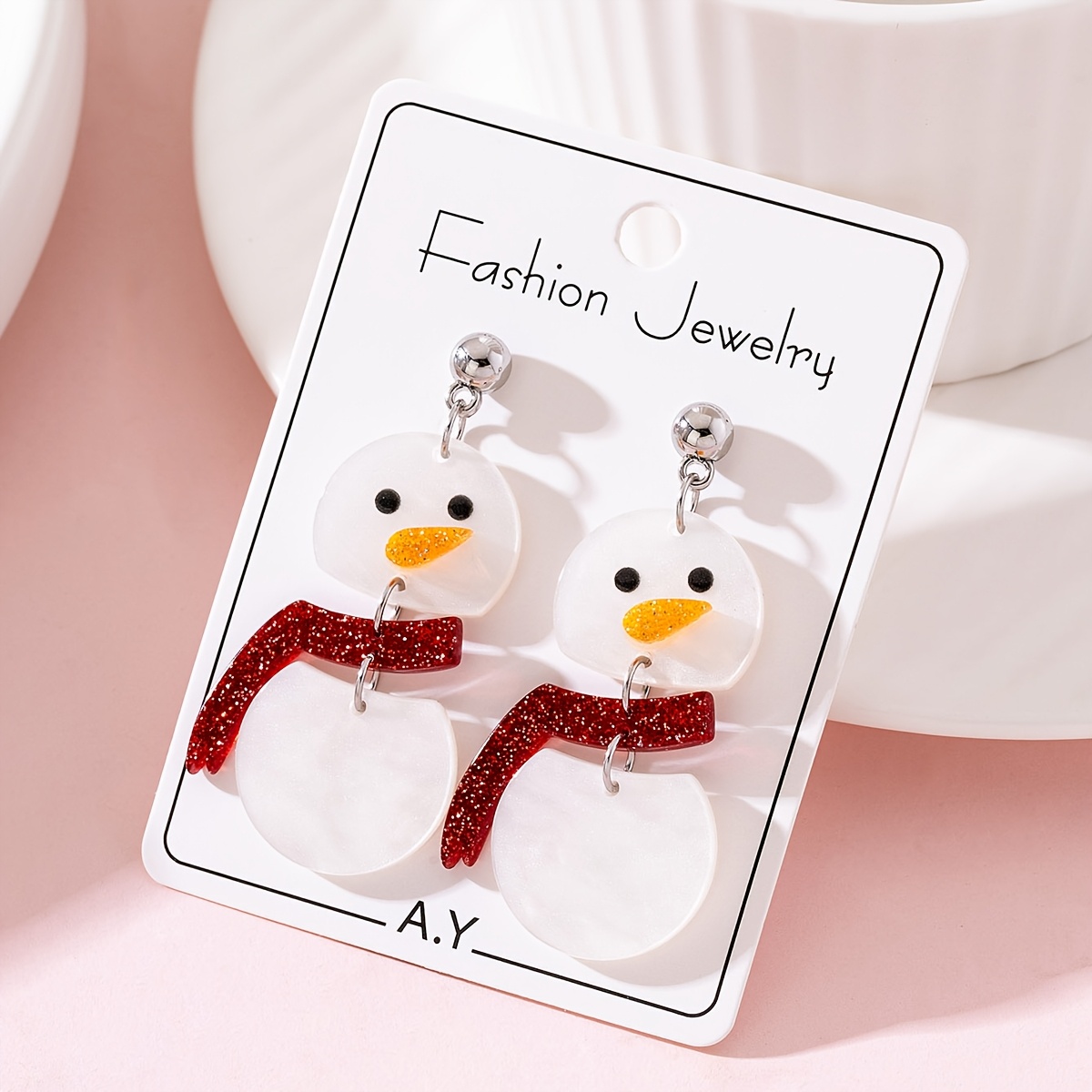 TEMU 1 paire de boucles d'oreilles pendantes tendance pour femme avec un joli motif de neige, parfait pour les fêtes d'année
