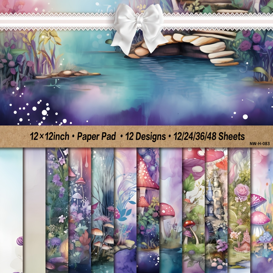 

12x12 Inch Paper Pad, 12/24/36/48 Sheets, Art Craft Pattern, Diy Decorative Background Card Making Supplies, Cardstock Paper For Scrapbooking Crafts