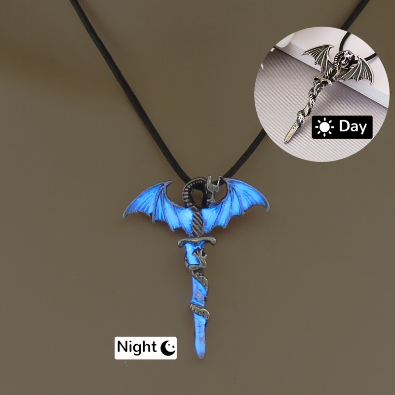 TEMU -the-dark Flying Dragon Necklace, Luminous Dragon Pendant Men's Accessory, 1pc