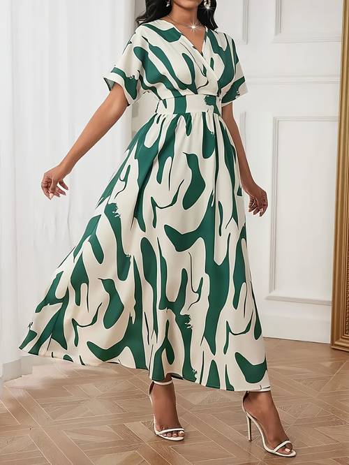 color line dress with waist cinch
