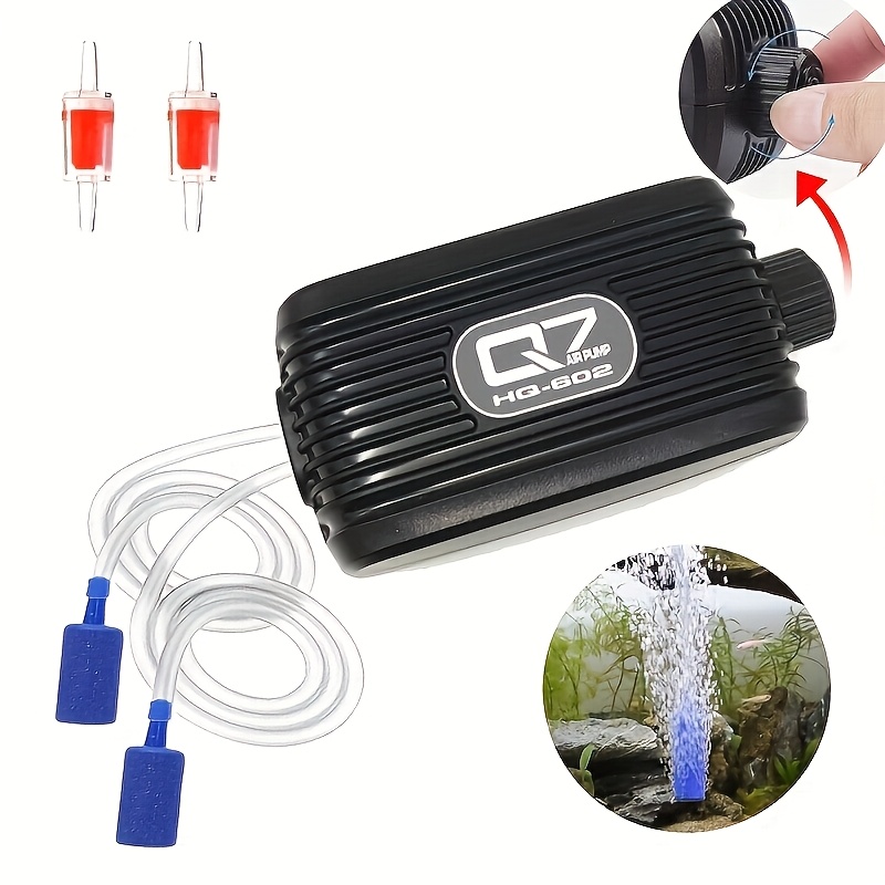 Image of Aquarium Air Pump With 2 Outlets (2.5l/min, Up To 100 Gallon), Quiet Fish Tank Air Pump With Adjustable Air Valve For Aquarium, Hydroponics, Fish Tank, Pond