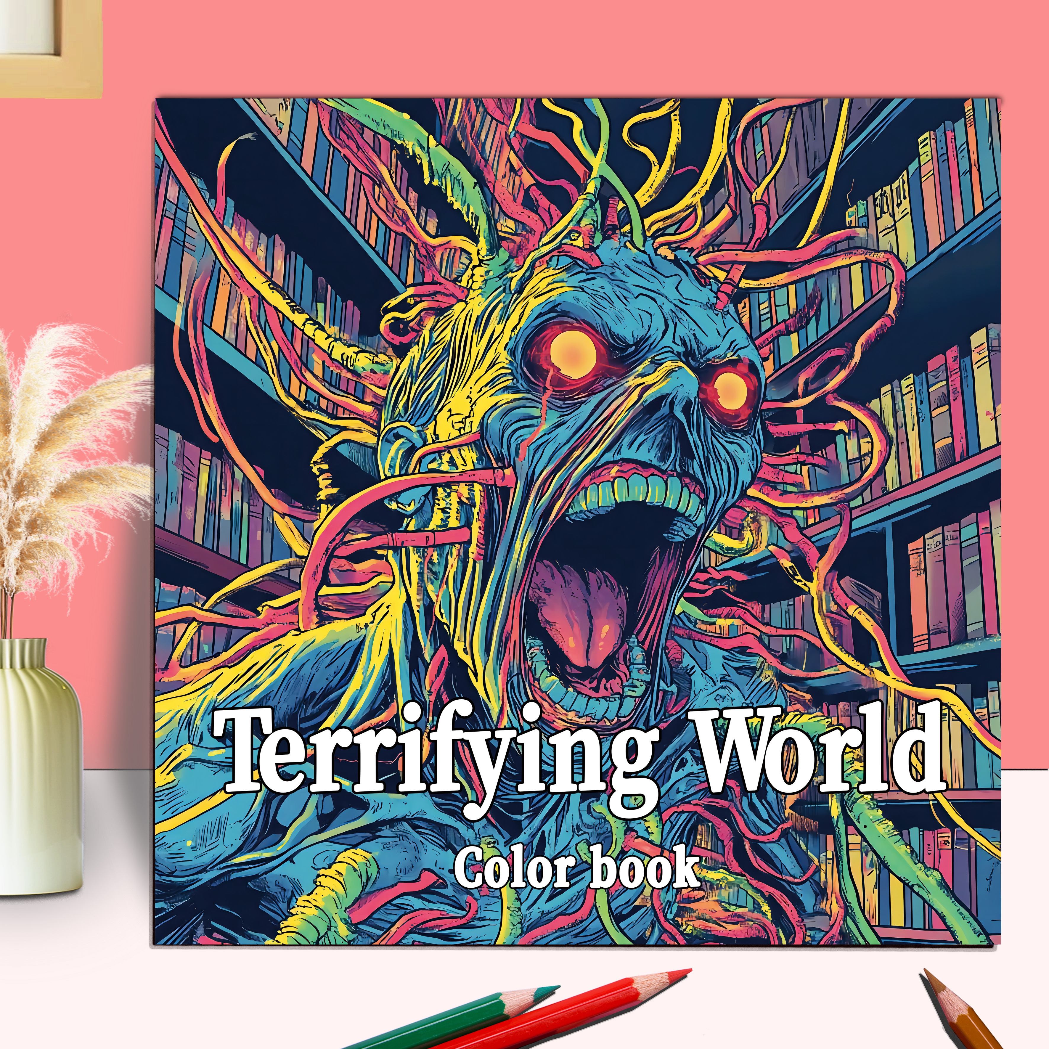 

Terrifying World Adult Coloring Book: 20 Pages Of Spooky Fun For Halloween, Thanksgiving, Christmas, And More - The Gift