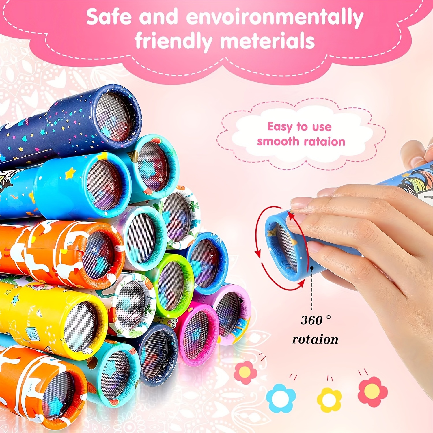 18pcs vintage spinning kaleidoscope toys perfect for birthday parties classroom rewards christmas stocking stuffers assorted patterns details 1