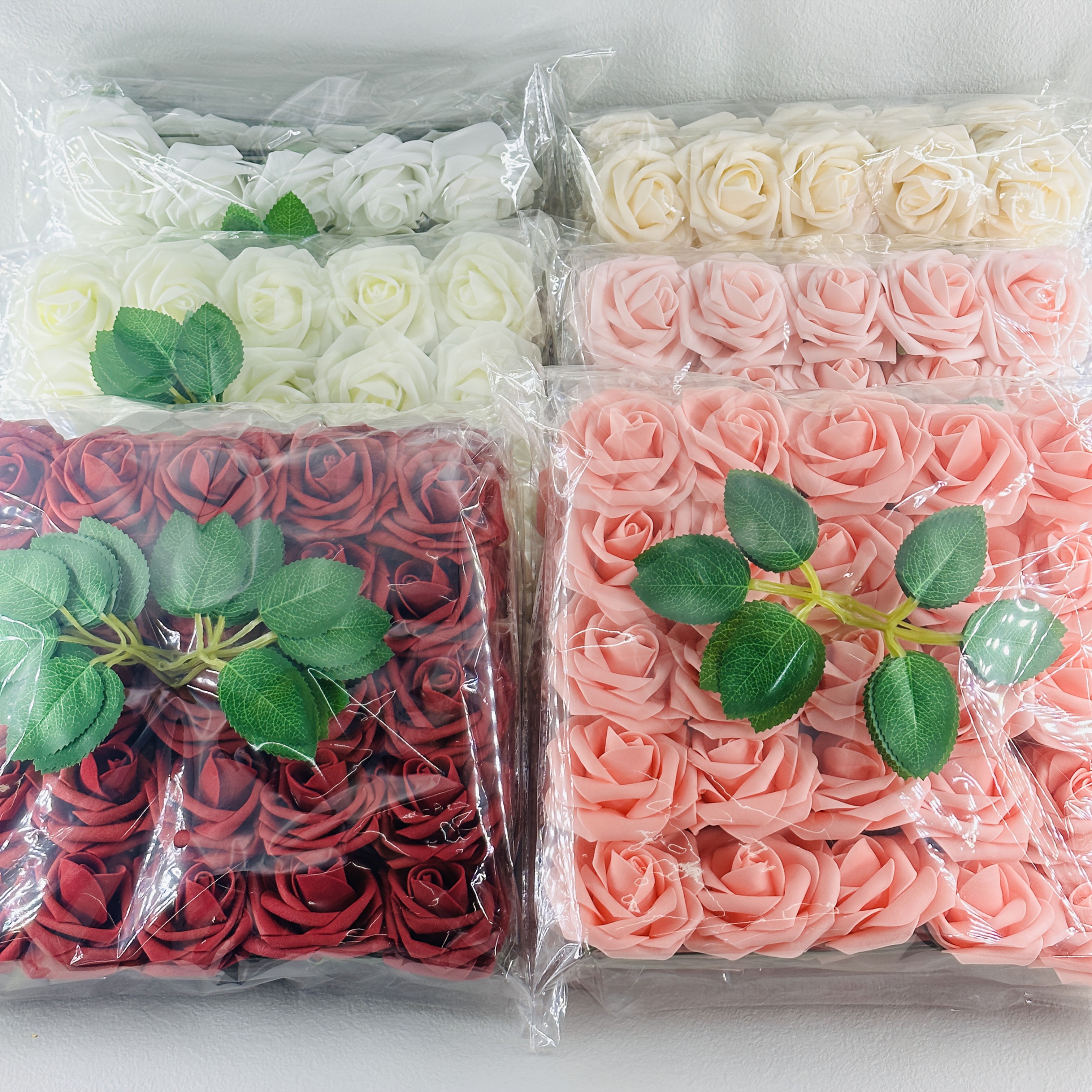 flor artificial rosa artificial, 55 piezas (50 rosas y 5 hojas) / 55 piezas de hojas. ideal para   de boda, corsajes de damas de honor, decoraciones centrales, mesas de  , día de san valentín, decoración  ,  .