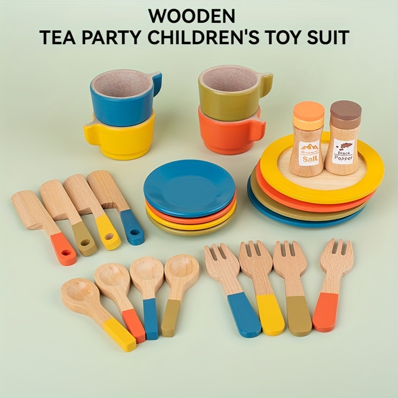 

26pcs Beautiful Tea Set Toys (wooden) Party Toy Set Gifts, Party Quality Gifts, Holiday Gifts