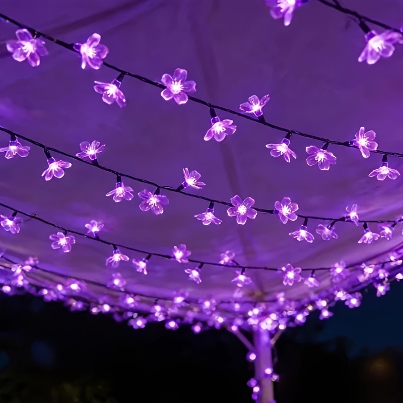 TEMU Solar Light, 50 Led Lights, Purple Light, 8 Led Outdoor Tale Lamp, Garden Fence, Courtyard, Christmas Tree Decoration, Halloween Decorations