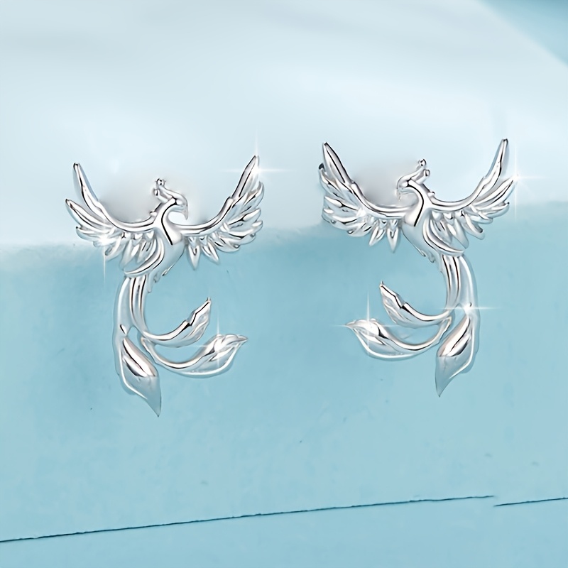 Image of 2pcs Of Elegant Vintage Phoenix Earrings For Women, Featuring , Wear, Spring And Summer, Or Parties. An Ideal Gift For A Girlfriend Or Friend
