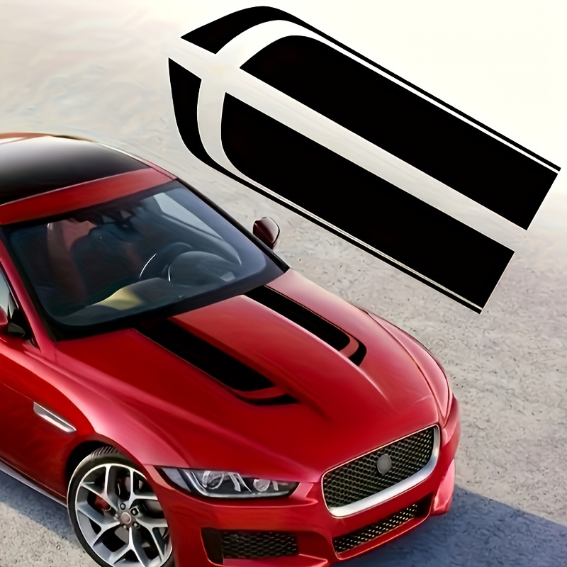 

2pcs Vinyl Car Hood Decals - Striped & Design, Self-adhesive For Glass & Metal , Exterior Customization