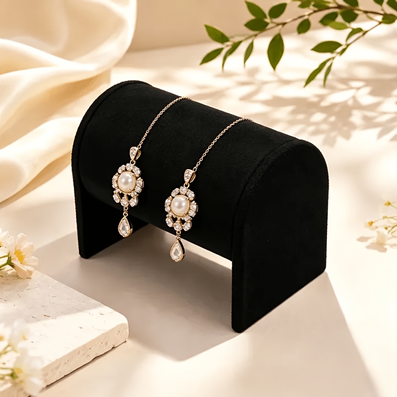 TEMU 1 Présentoir et boîte de rangement pour bracelets, ovale en velours - Ornement de bureau, cadeau de Saint-Valentin ou d'anniversaire pour femme,