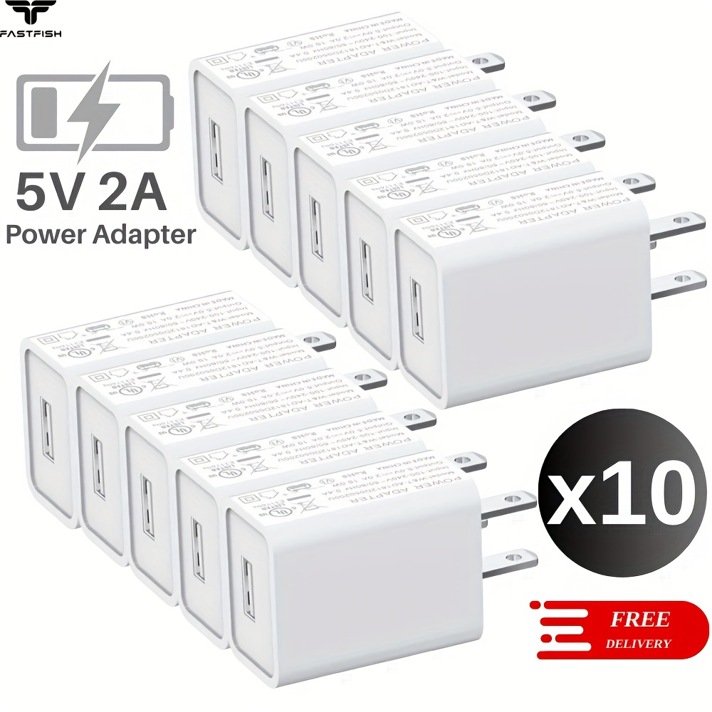 

10pcs Lot Usb 5v 2a Power Adapter Cube Us Fast Charger For Iphone Samsung