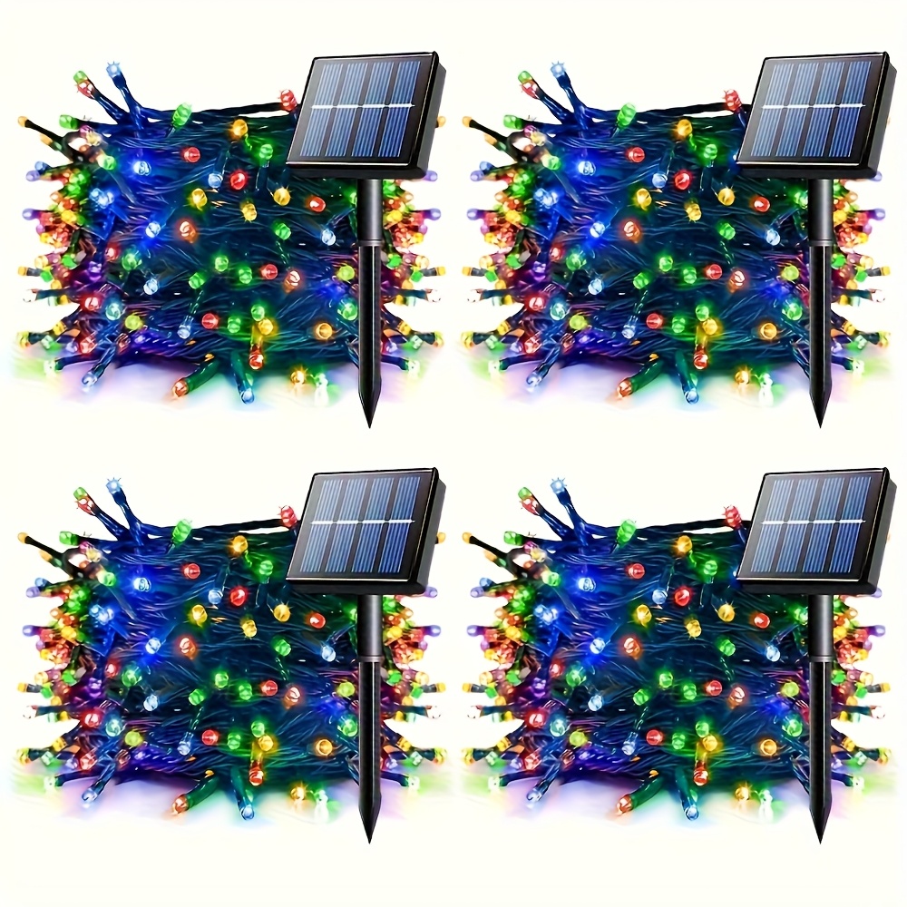 TEMU 4pack 131ft Solar String Lights - 100led, 8 , Waterproof, Solar-powered, Indoor/outdoor Christmas Tree Lights For Patio, Home, Party, Yard