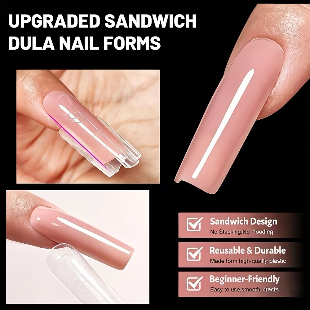 4 Types Sandwich-Style No-Fix Quick Extension Nail Forms