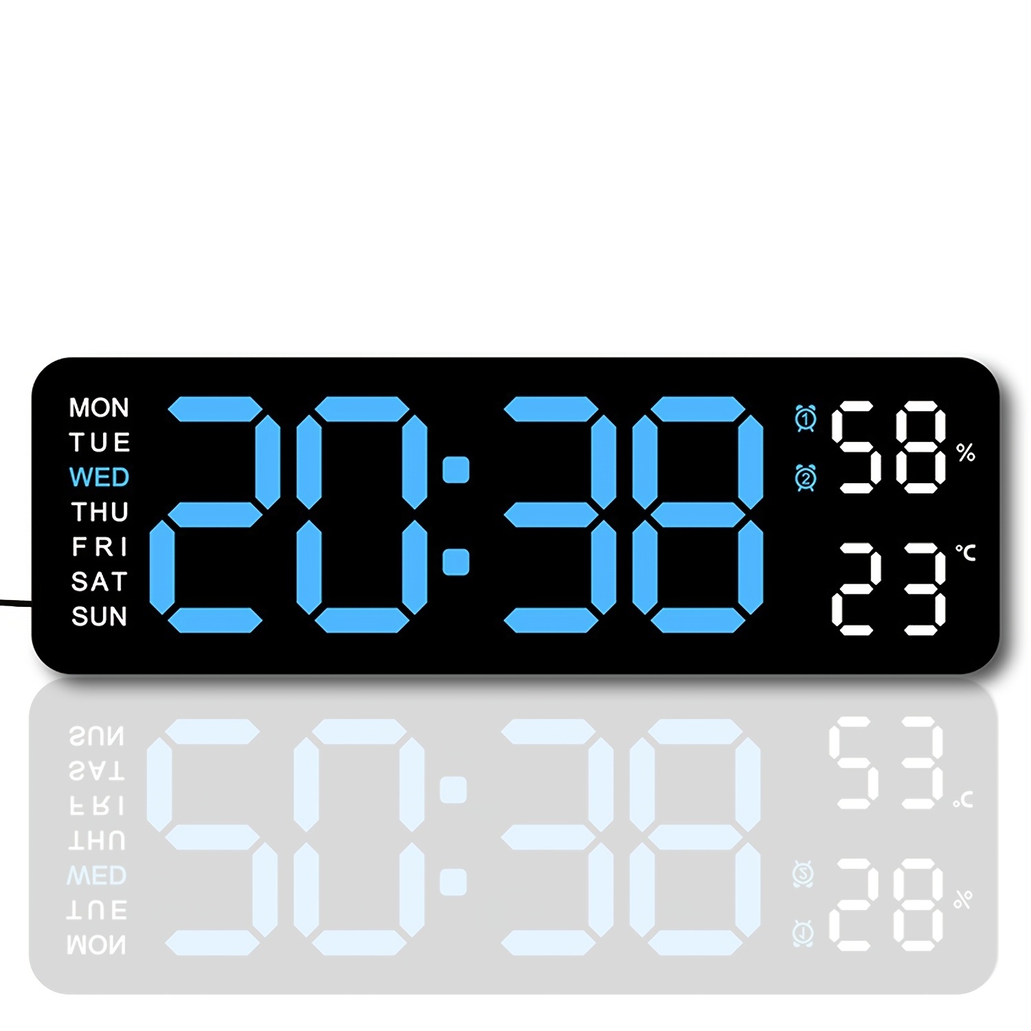 

[1pc Led Digital Alarm Clock] Digital Alarm Clock With Led Display, Auto Dimmable, Dual Alarm, , Temperature & Humidity Monitor, Date & Week, Usb Powered, Plastic Rectangle With Office Bedroom Decor