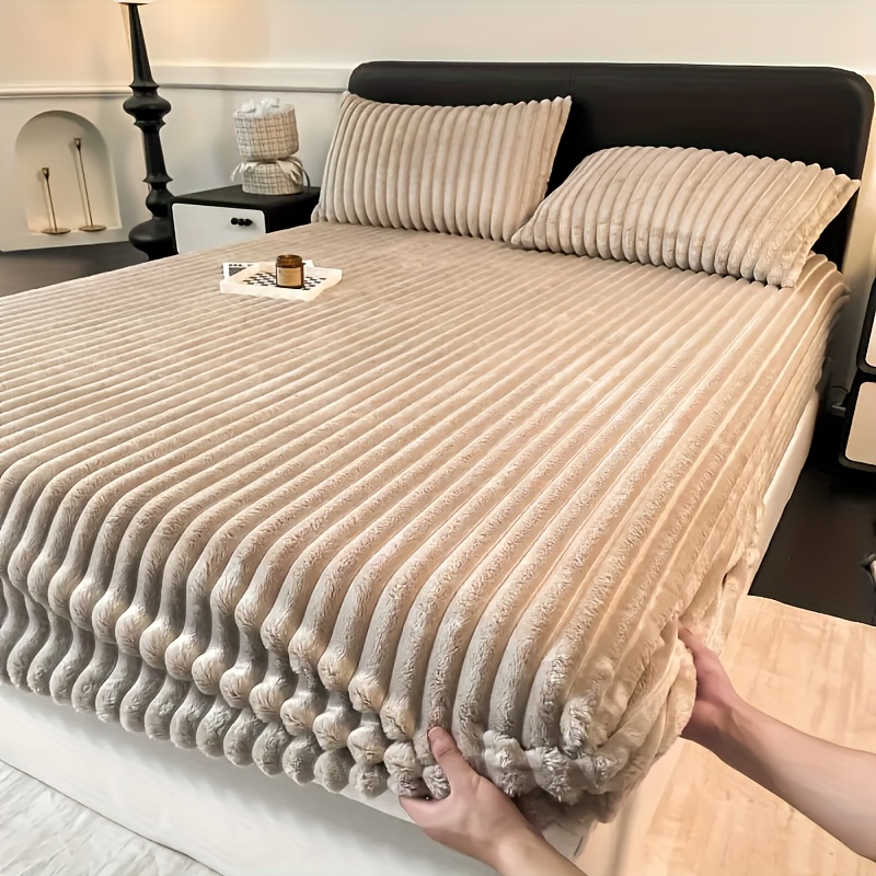TEMU Colcha de felpa de lujo, 1 pieza, protector de colchón de invierno y afelpado - de felpa y , lavable a máquina, disponible en varios colores, y