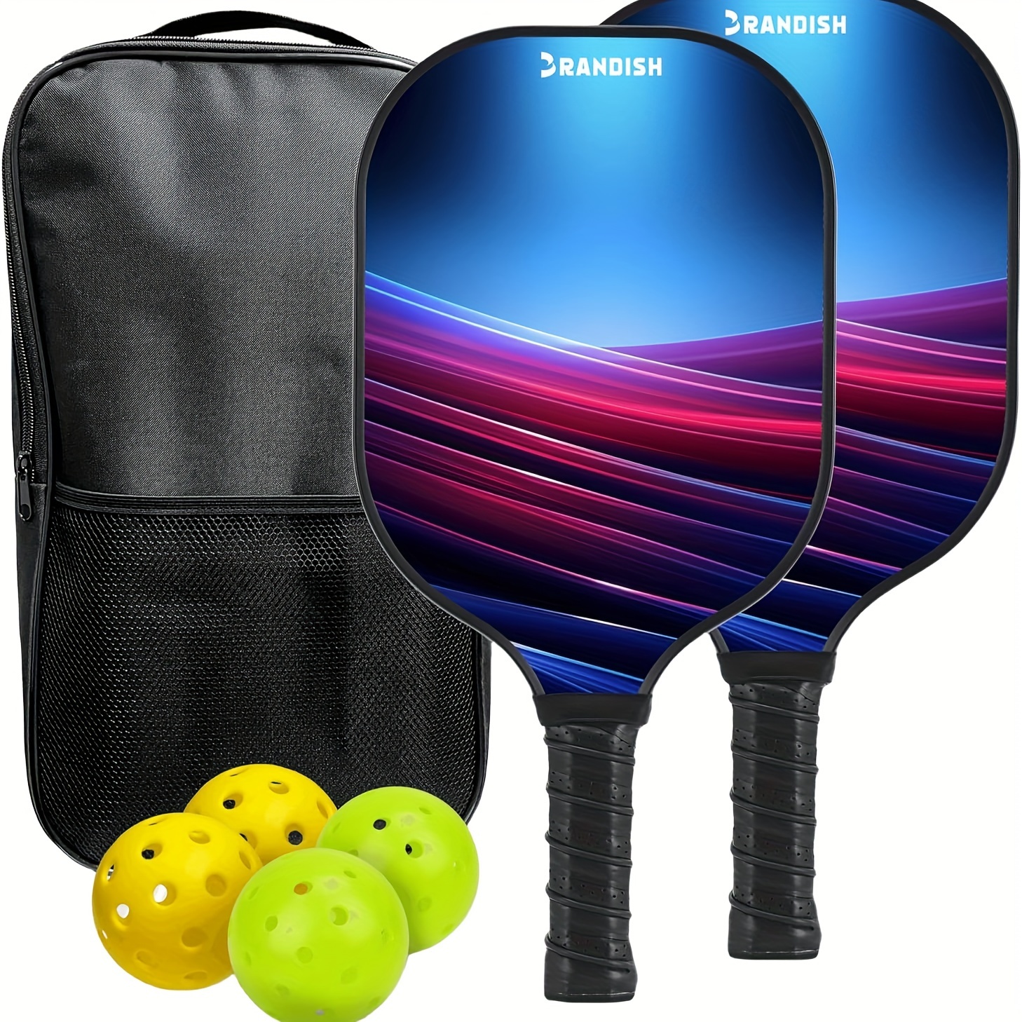 

Pickleball Paddles Set Of 2, Pickleball Paddles Set With 4 Pickleball Balls And Pickleball Carry Bag, Fiberglass Pickle Ball Rackets 2 Pack Gifts For Beginners&pros